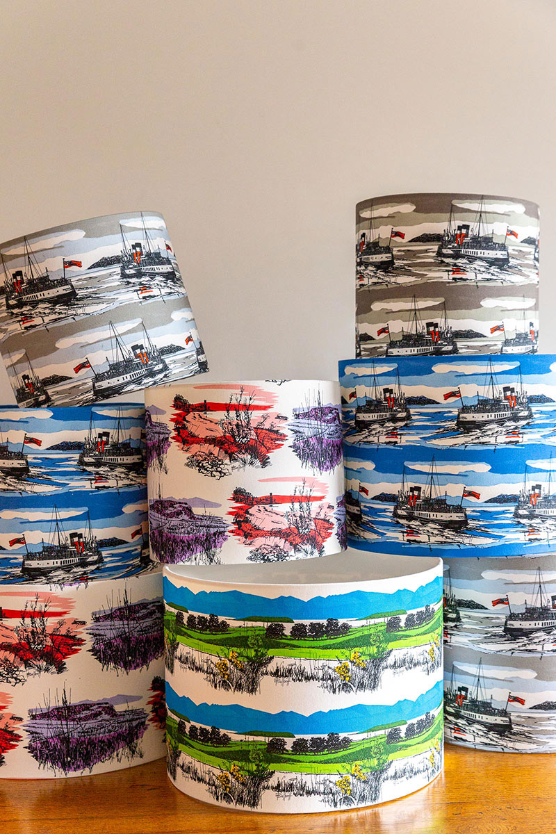 Lampshade in Sleeping Warrior fabric by Sarah Jane Hemsley